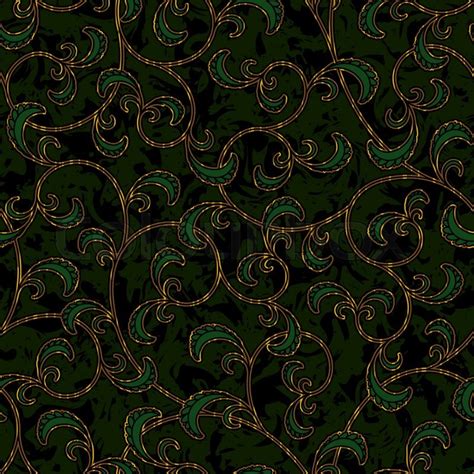 Texture of chemical structural formulas dark green, light green background. Seamless floral dark green damask brocade pattern ...