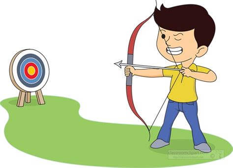 Free Boy Aiming Target With Bow And Arrow Archery Clipart Classroom