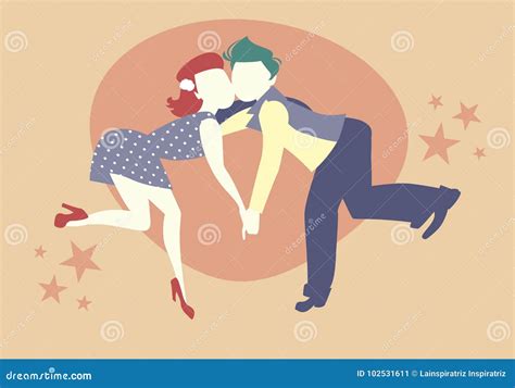 Young Couple Dancing Swing Rock Or Lindy Hop Stock Illustration Illustration Of Roll