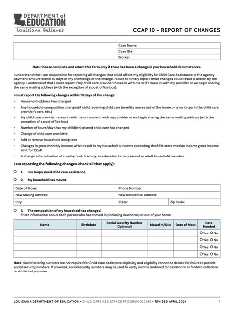 Louisiana Believes Ccap Fill Out And Sign Printable Pdf Template