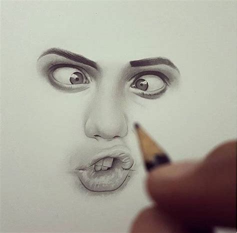a pencil drawing of a woman s face with her mouth open