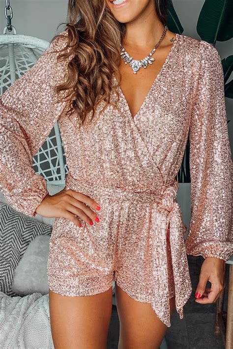 Champagne Sequin Romper Rompers Saved By The Dress