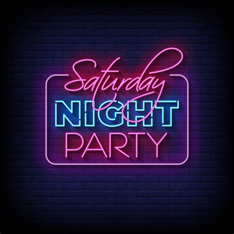 Premium Vector Saturday Night Party Neon Signs Style Text Vector