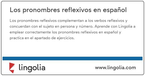 Los Pronombres Reflexivos En Español