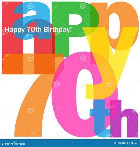 Happy 70th Birthday Colorful Stickers Vector Illustration