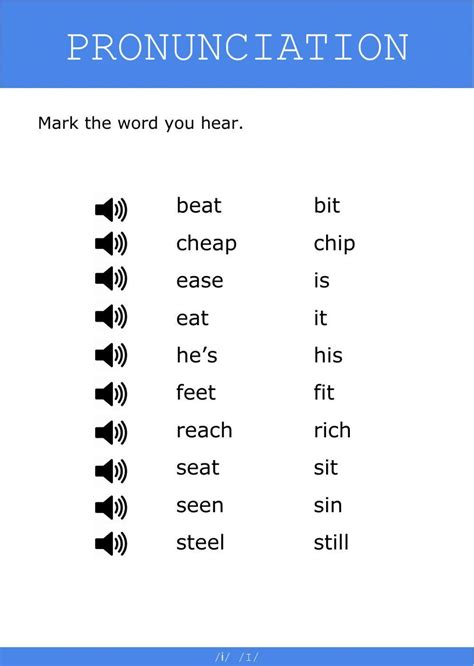 Minimal Pairs I Or I Worksheet Live Worksheets