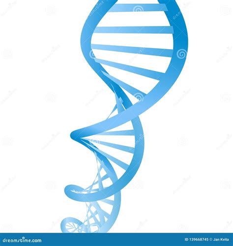 Beautiful Realistic Dna Blue Colored Double Helix On White Background