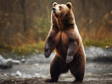 Premium Ai Image A Brown Bear Stands On Its Hind Legs In Front Of A