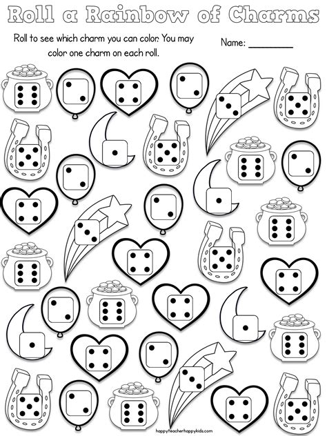 Simple worksheets where pupils roll two dice, add them together and write the number sentence. Free Lucky Charms Math & More! - Happy Teacher, Happy Kids