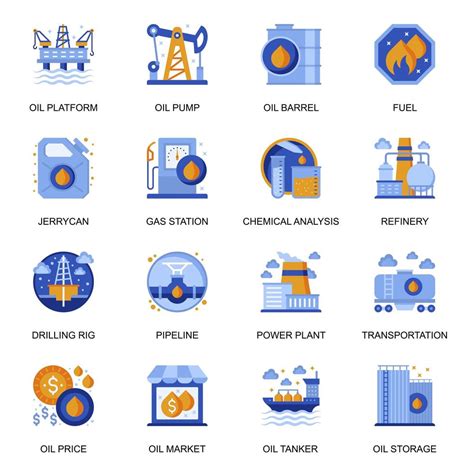 Oil Industry Icons Set In Flat Style 1447006 Vector Art At Vecteezy
