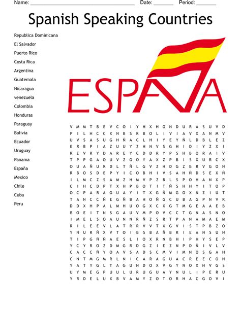 Spanish Speaking Countries Word Search Wordmint