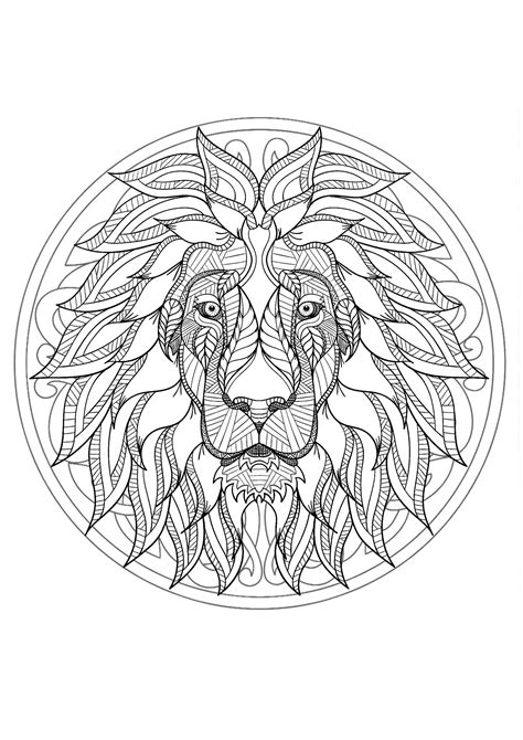Mandala Tete Lion 1 Mandalas Coloriages Difficiles Pour Adultes