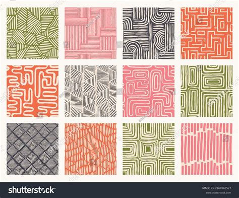 Set Aesthetic Contemporary Printable Seamless Pattern Stock Vector