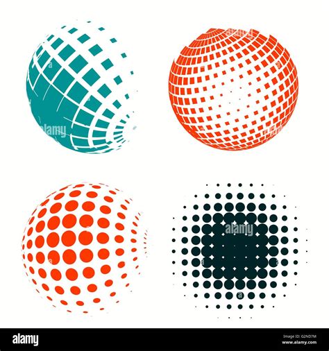 Set Of Colorful Logos Halftone Circles Logo Vector Illustration Stock