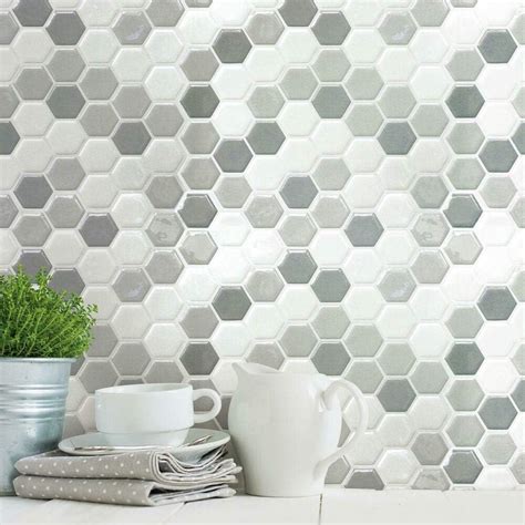 Roommates Gray Hexagon Tile Peel And Stick Backsplash Marble Tiles