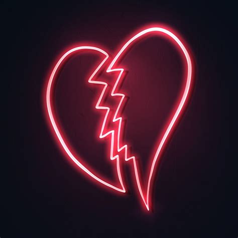 Download Premium Illustration Of Neon Red Broken Heart Sticker Overlay