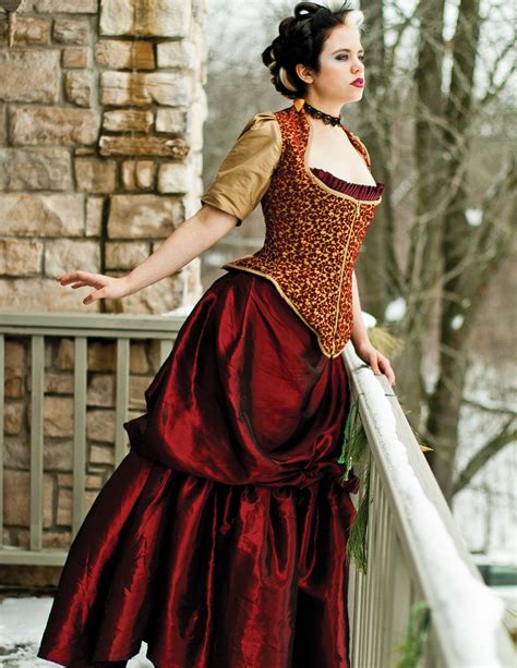 Steampunk Bustle Wedding Gown Red And Gold Corset By