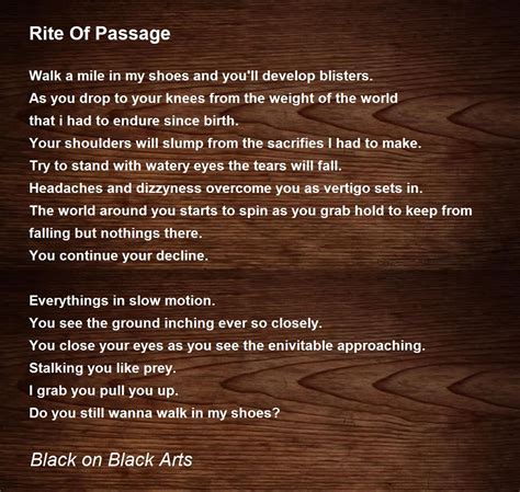Rite Of Passage Rite Of Passage Poem By Black On Black Arts