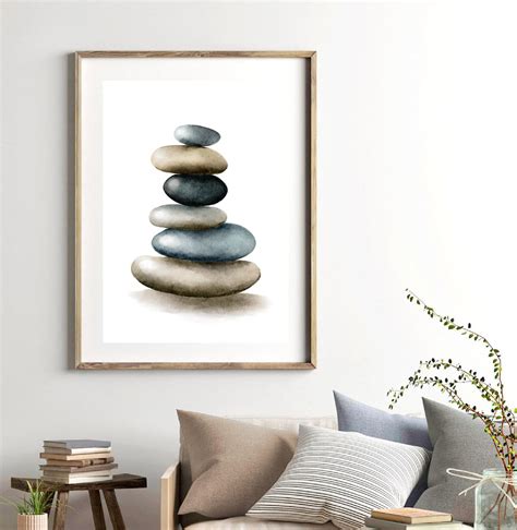 Stacked Stones Zen Wall Art Print Yoga Room Decor Or Etsy