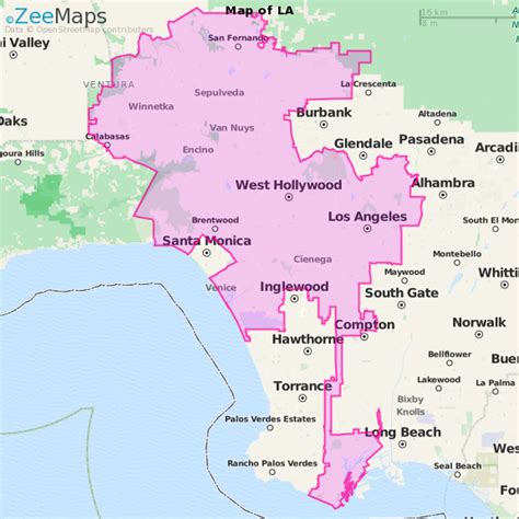 City Of Los Angeles Map Boundaries World Map Gray