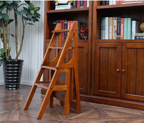 Wooden step stools elegant an error occurred bedroom stool atmosphere ideas with handle small for adults plans rustic unfinished folding apppie org. Wooden Folding Library Ladder Chair Kitchen Furniture Step ...