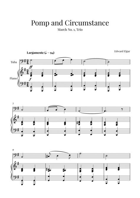 Edward Elgar Pomp And Circumstance For Tuba And Piano Sheet Music