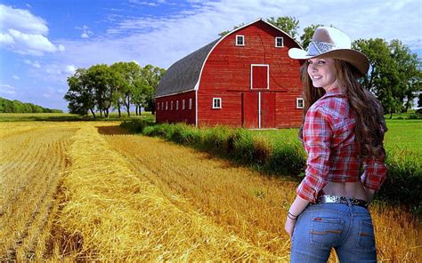 Cowgirl Outstanding In Her Field Barn Model Cowgirl Brunette Hd Wallpaper Peakpx