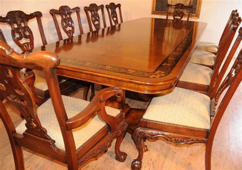 Ercol 788 pedestal table & 6 windsor chairs. Regency Pedestal Table & Set Chippendale Dining Chairs Suite