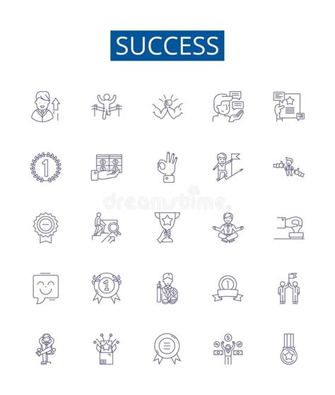 Success Line Icons Signs Set Design Collection Of Achieve Triumph