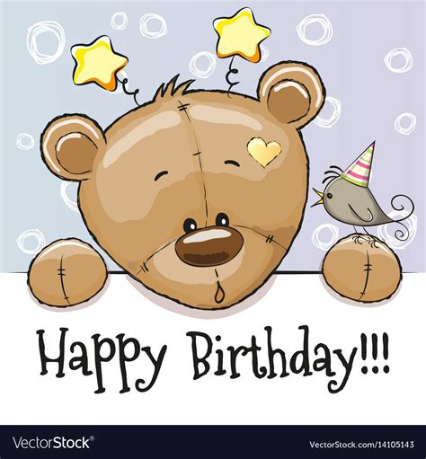 Birthday Card With Teddy Bear Royalty Free Vector Image