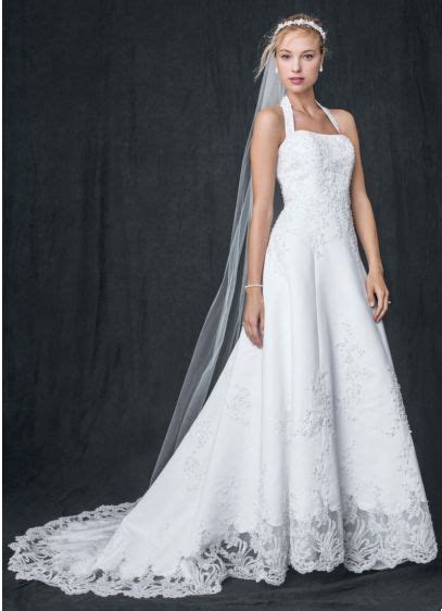 Check out our halter wedding dress selection for the very best in unique or custom, handmade pieces from our dresses shops. Satin Halter A-line Wedding Dress with Beaded Lace | David ...