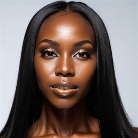 elegant african american woman with long straight black hair and radiant complexion muse ai