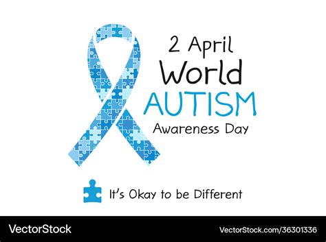 2 April World Autism Awareness Day Banner Symbol Vector Image