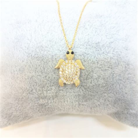 14k Real Solid Gold Sea Turtle Necklace For Women Turtles Ts