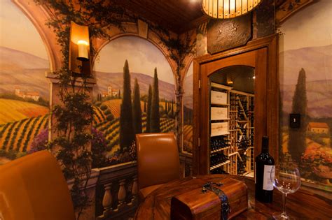 Tuscan Style Tasting And Wine Rooms Traditional Wine Cellar