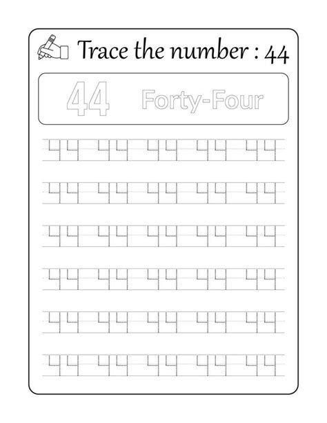 Trace The Number 44 Number Tracing For Kids 10820795 Vector Art At