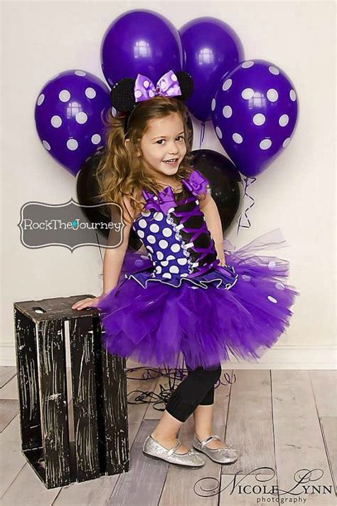 Purple Minnie Mouse Tutu Outfit White Dots By Rockthejourney Minnie