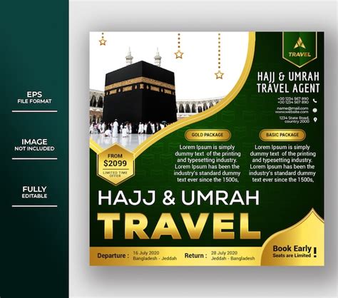 Premium Vector Hajj And Umrah Flyer Template