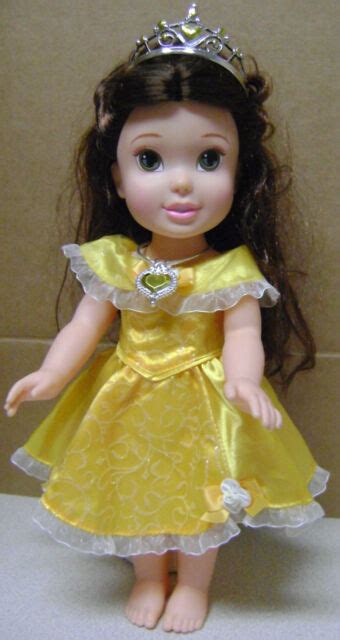 Disney Tolly Tots Belle Doll 14” Disney Princess Gold Gown With Crown