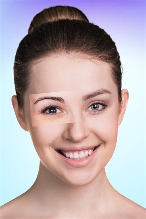 Perfect Female Face Made Of Different Faces Stock Photo Image Of