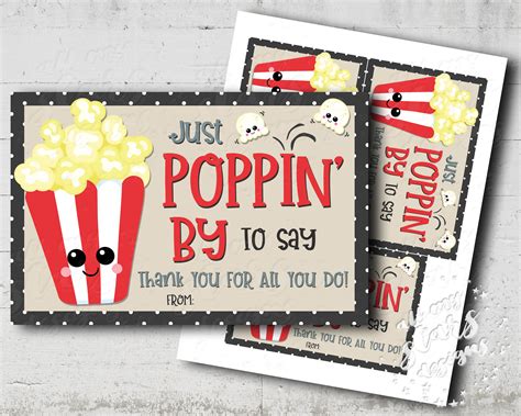 Printable Just Poppin By To Say Thank You For All You Do Etsy Canada