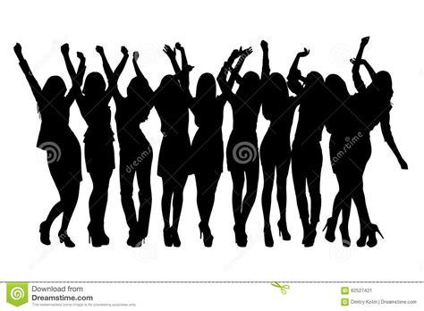 Group Of Silhouette Girls Dancing Stock Illustration Illustration Of