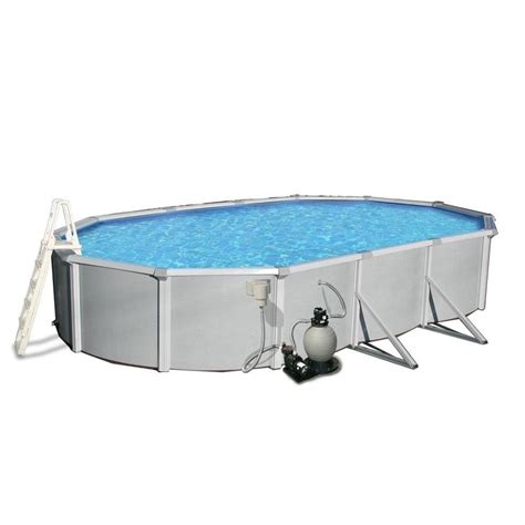 Shop Blue Wave Samoan 33 Ft X 18 Ft X 52 In Oval Above Ground Pool At