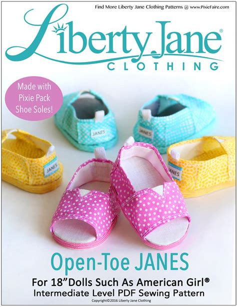 liberty jane open toe janes doll clothes pattern 18 inch american girl dolls