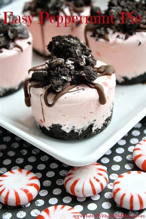 Are so easy and so delicious. Easy Peppermint Ice Cream Mini Pies ~ Butter with a Side of… | Christmas ice cream desserts ...