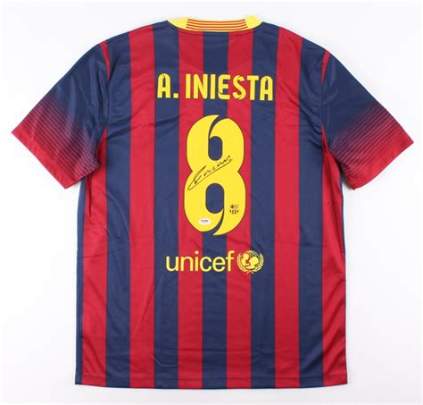 Andres Iniesta Signed Barcelona Soccer Jersey Psa Coa Pristine Auction