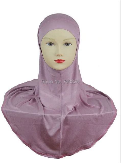 h755a plain two pieces cotton jersey muslim hijab free shipping in