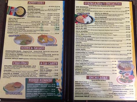 Menu At Guadalajara Mexican Restaurant Brenham