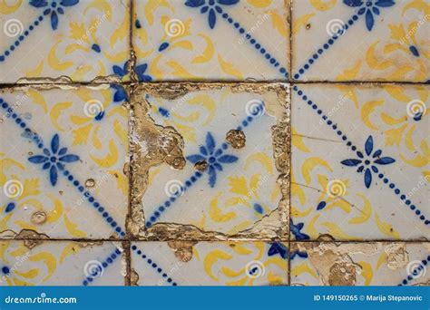 Traditional Portuguese Ceramic Tiles Wall Typical Exterior Decoration On House In Portugal
