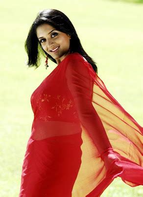 Vimala Raman Sexy Navel Show In Red Transparent Saree